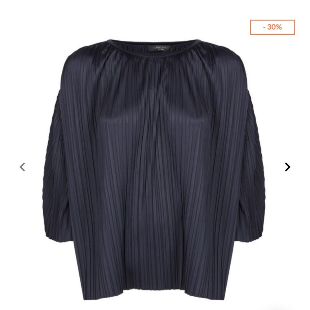 Weekend Max Mara Navy Pleated Blouse